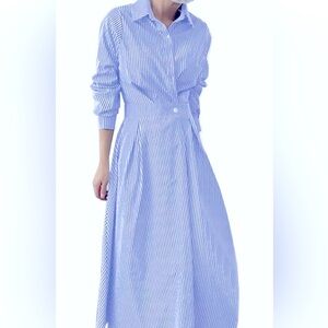 Elegant Striped Shirt Dress